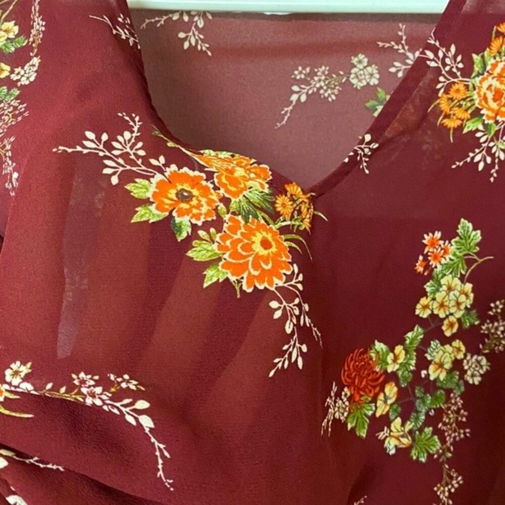 Forever 21 Sheer Flower Print Blouse - Picture 3 of 6